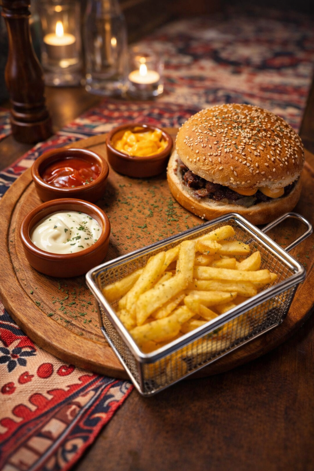 Burger mit Pommes